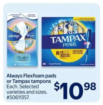 Always Flexfoam Pads or Tampax Tampons