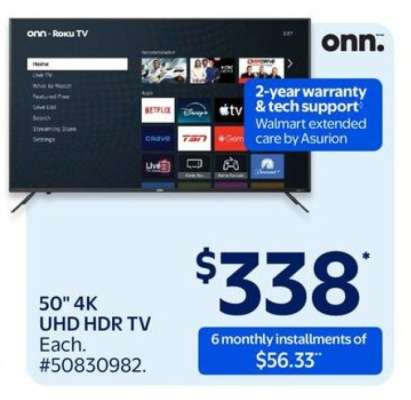 50" 4K UHD HDR TV