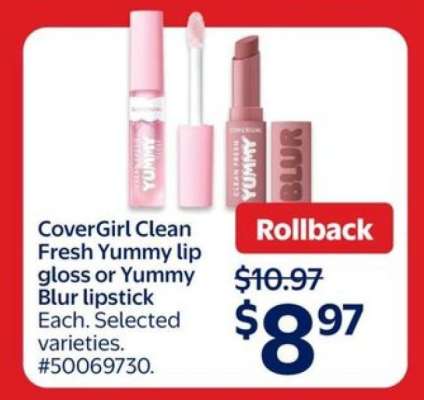 CoverGirl Clean Fresh Yummy lip gloss or Yummy Blur lipstick