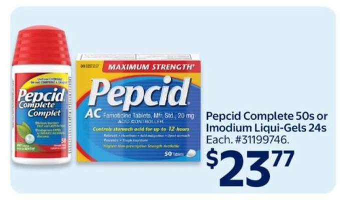 Pepcid Complete 50s or Imodium Liqui-Gels 24s