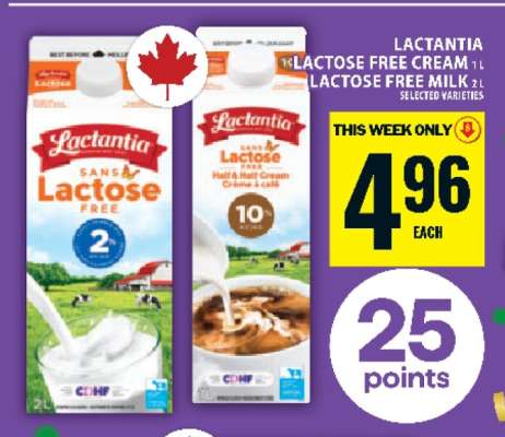 Lactantia Lactose Free Cream or Milk