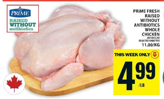 PRIME FRESH RAISED WITHOUT ANTIBIOTICS WHOLE CHICKEN