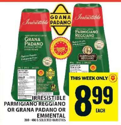 Irresistible Parmigiano Reggiano or Grana Padano or Emmental