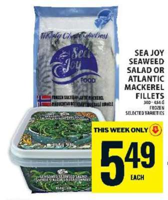 Sea Joy Seaweed Salad or Atlantic Mackerel Fillets