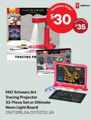 FAO Schwarz Art Tracing Projector 32-Piece Set or Ultimate Neon Light Board