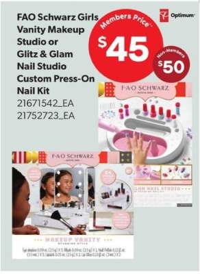 FAO Schwarz Girls Vanity Makeup Studio or Glitz & Glam Nail Studio Custom Press-On Nail Kit